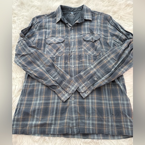 Kuhl Brand Gray and Blue Plaid Shirt - Picture 1 of 4